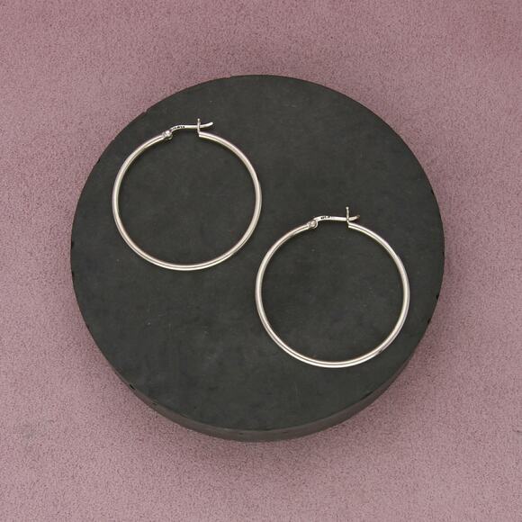 Sterling Jewelry - sterling silver 42mm snap-post hoop earrings